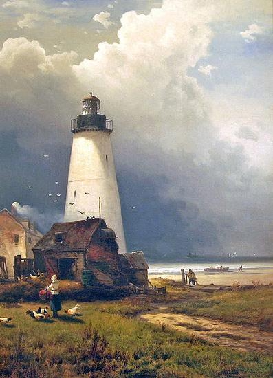 Edward Moran Sandy Hook Lighthouse France oil painting art